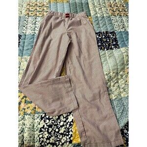 Calvin Klein Striped Wide Leg Pants in Brown & White Size Small